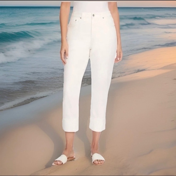 Frye Denim - Frye High-Rise Crop Jeans Cuffed Hem Ivory Denim Women's Quick Ship